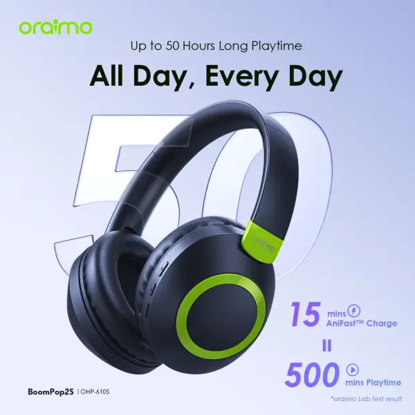 Oraimo BoomPop 2 – Premium Wireless Over-Ear Headphones