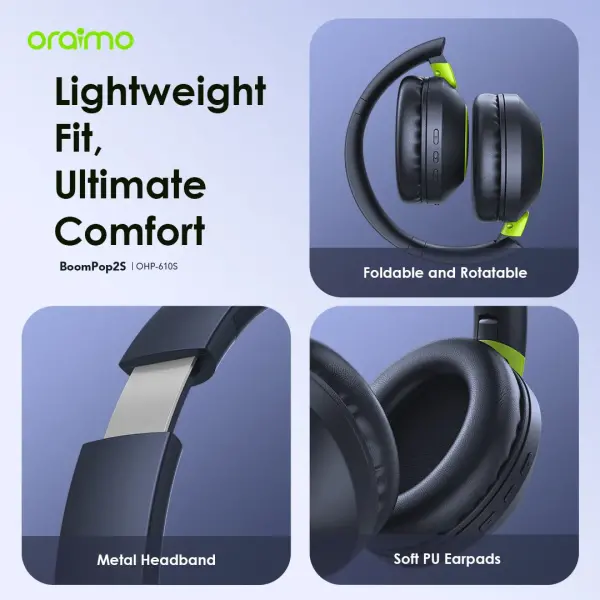 Oraimo BoomPop 2 – Premium Wireless Over-Ear Headphones