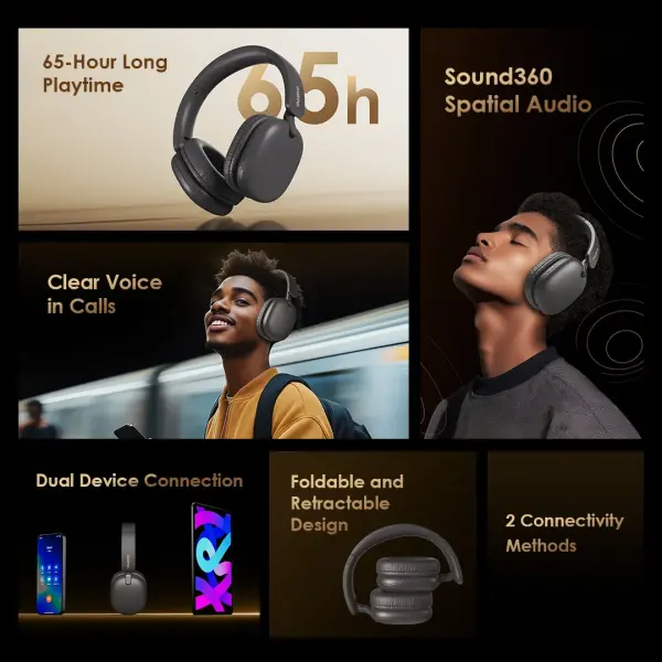 Oraimo BoomPop Lite – Foldable Wireless Bass Headphones