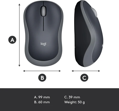 Logitech M185 Wireless Mouse – 2.4GHz, 1000 DPI, USB Mini Receiver