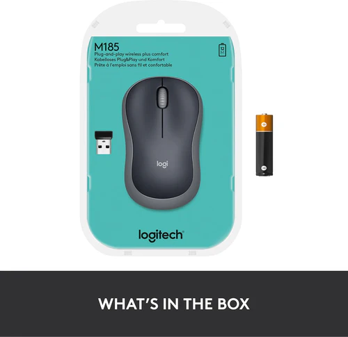 Logitech M185 Wireless Mouse – 2.4GHz, 1000 DPI, USB Mini Receiver