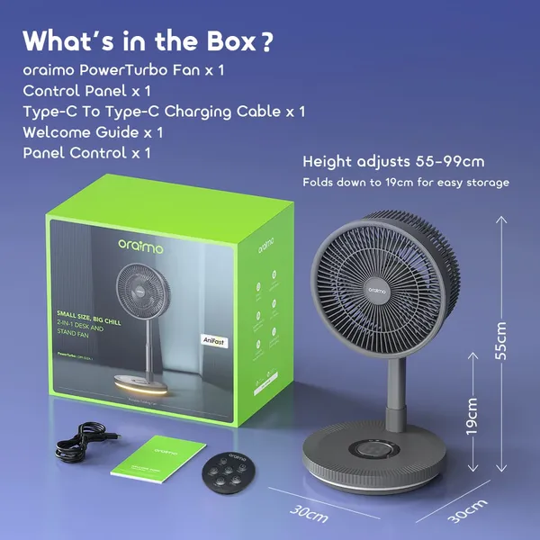 Oraimo DeskFan Pro – Rechargeable Desk Fan