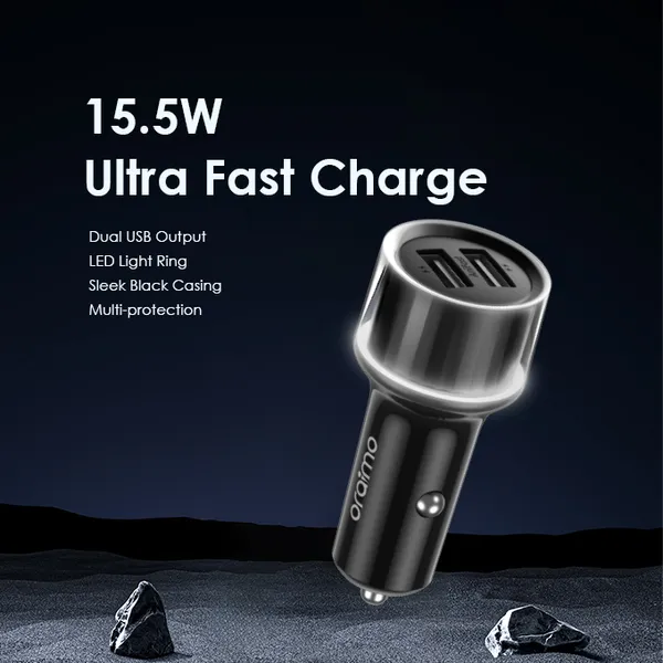 Oraimo Highway 15 – 15.5W Dual USB Car Charger with 3-in-1 Cable