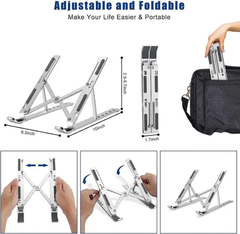 Aluminum Adjustable Laptop Stand – 6-Level Height Support