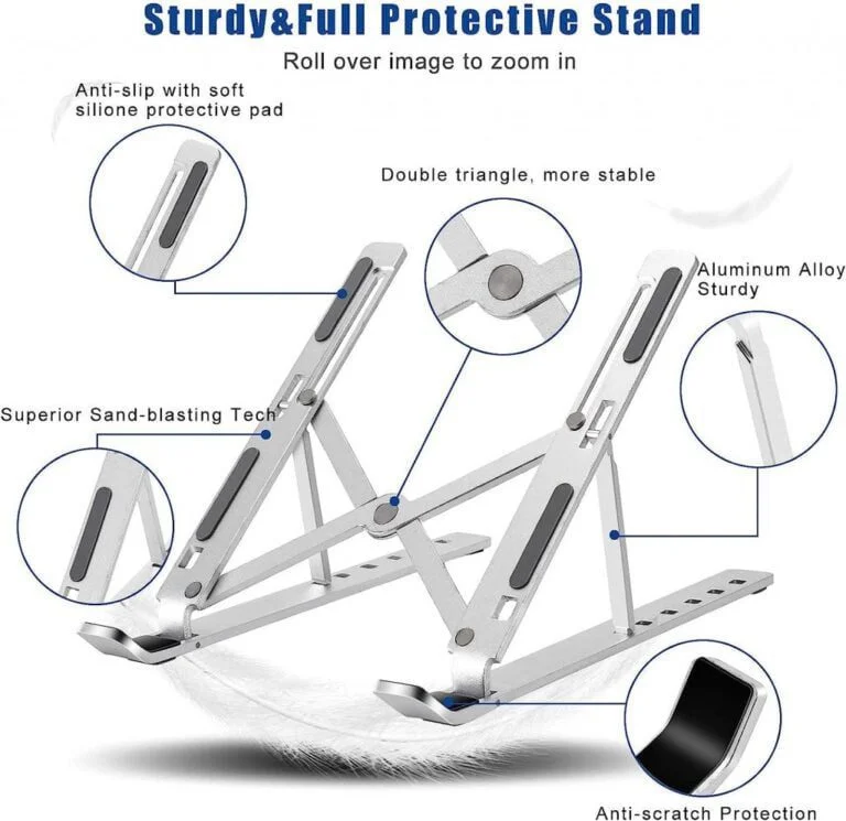 Aluminum Adjustable Laptop Stand – 6-Level Height Support