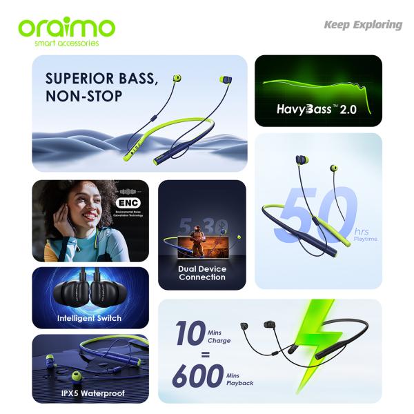 oraimo Necklace 4 ENC Wireless Neckband Earphone