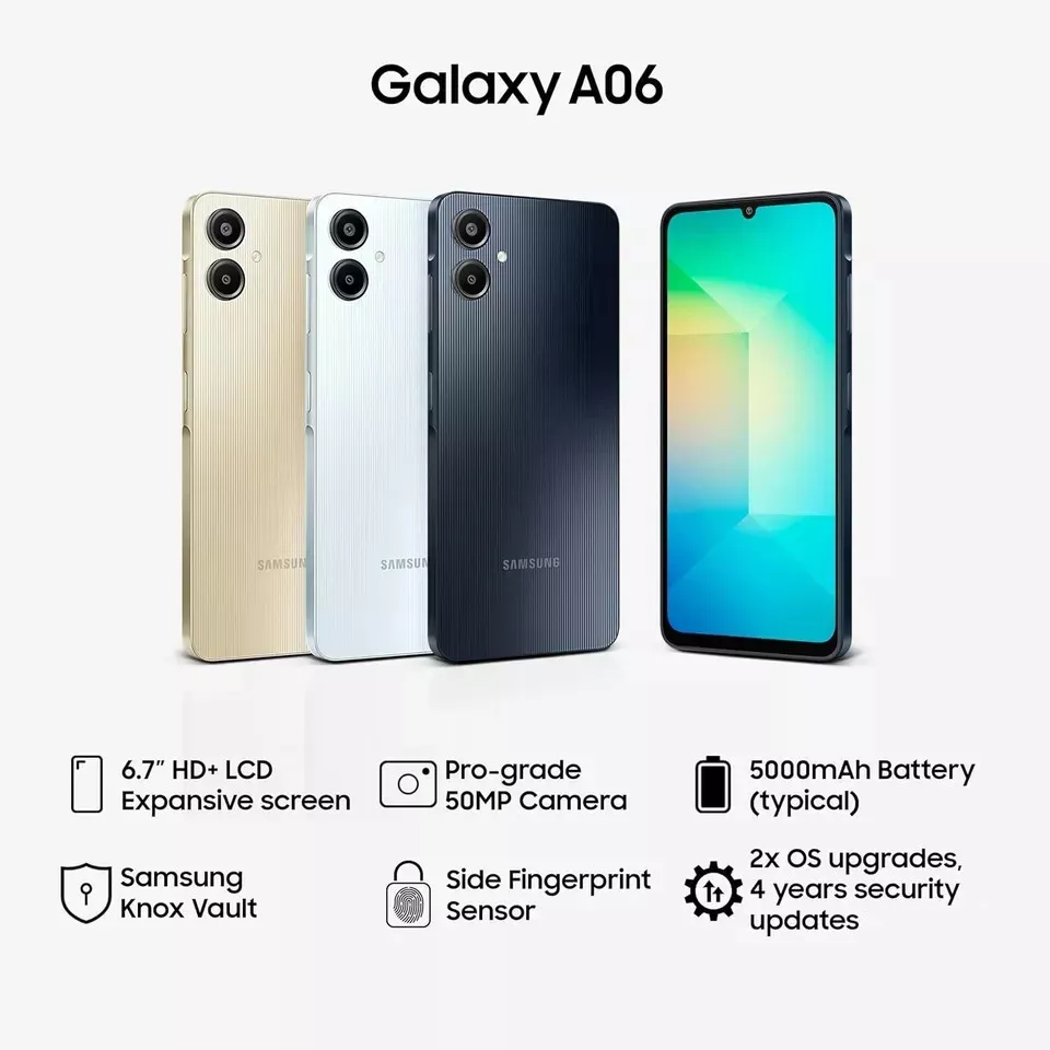 Samsung Galaxy A06 (2024) – 128GB, 4GB RAM, Unlocked Android Smartphone
