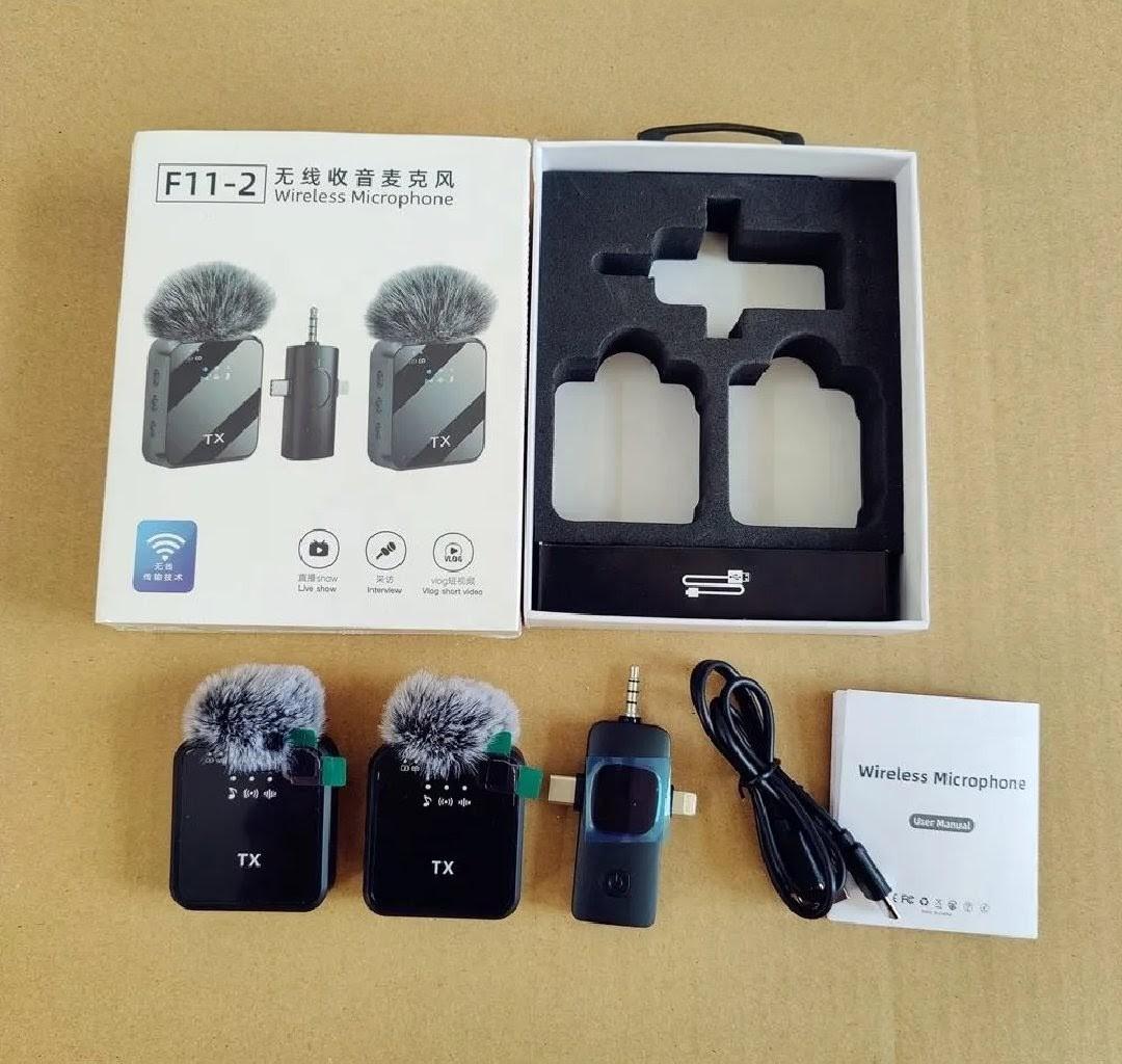 F11-2 Dual Wireless Microphone for Mobile Phones, Computers & DSLR Cameras